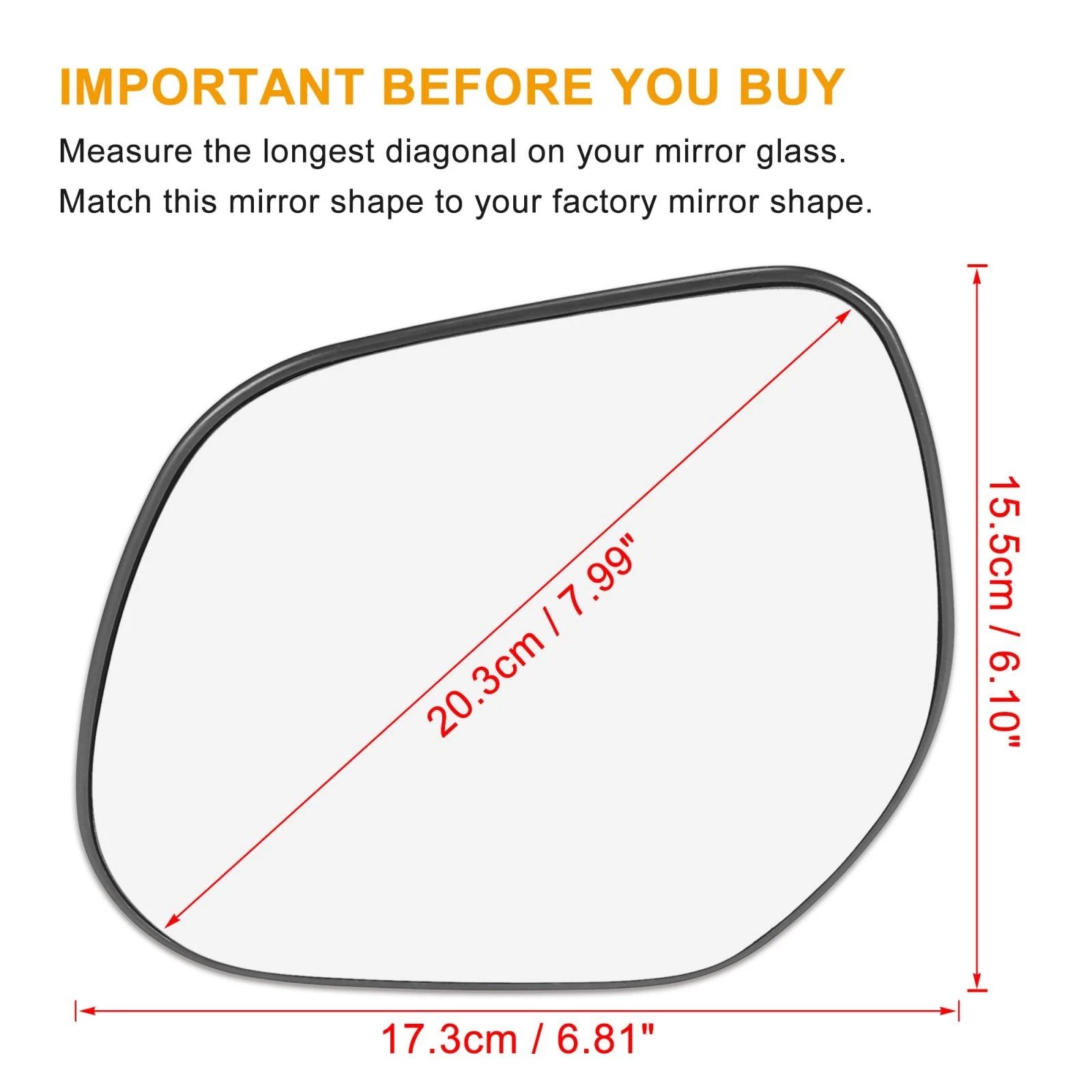 Left Side Heated Mirror Glass with Backing Plate for Mitsubishi Outlander (2014–2021)