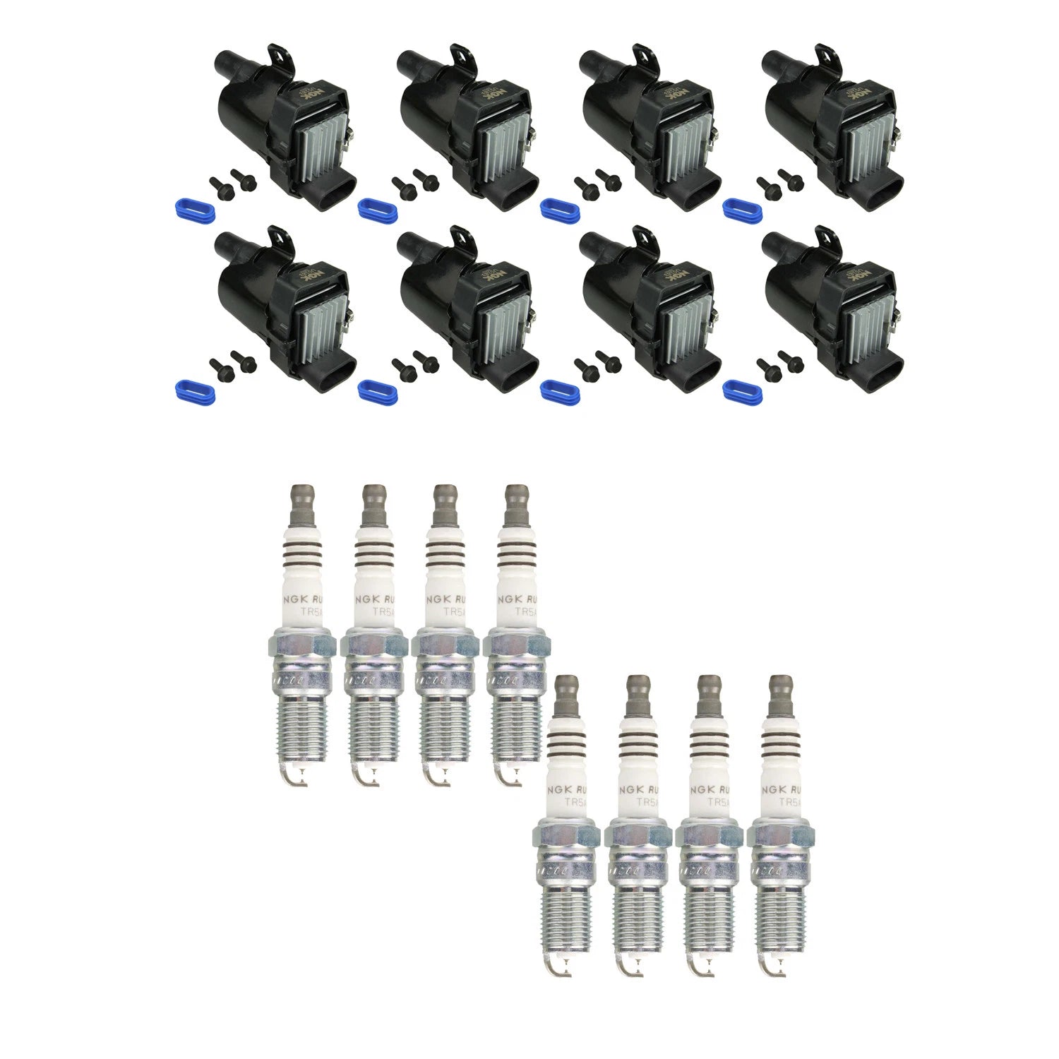 Set of 8 NGK Ignition Coils & Ruthenium Spark Plugs for Silverado 1500, Sierra 1500