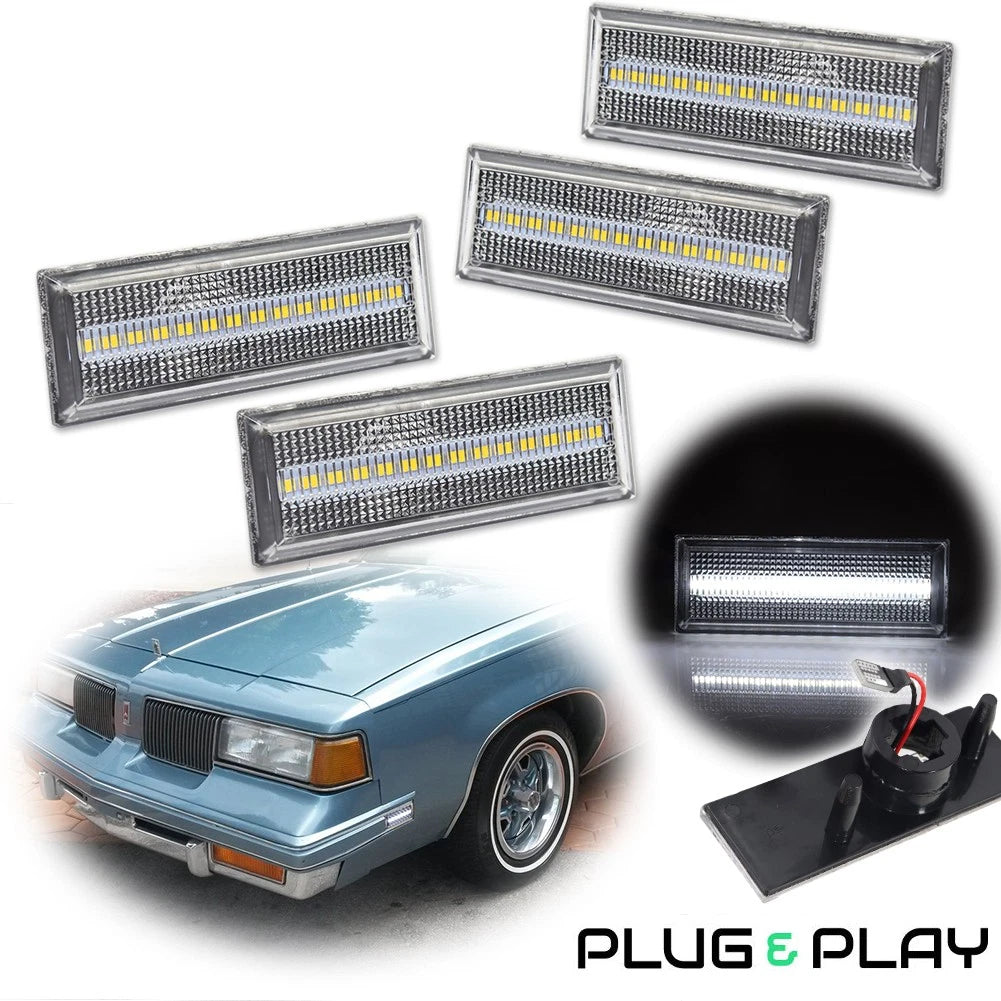 Clear LED Bumper Side Marker Lights for Oldsmobile Cutlass 442 (1981–1988)