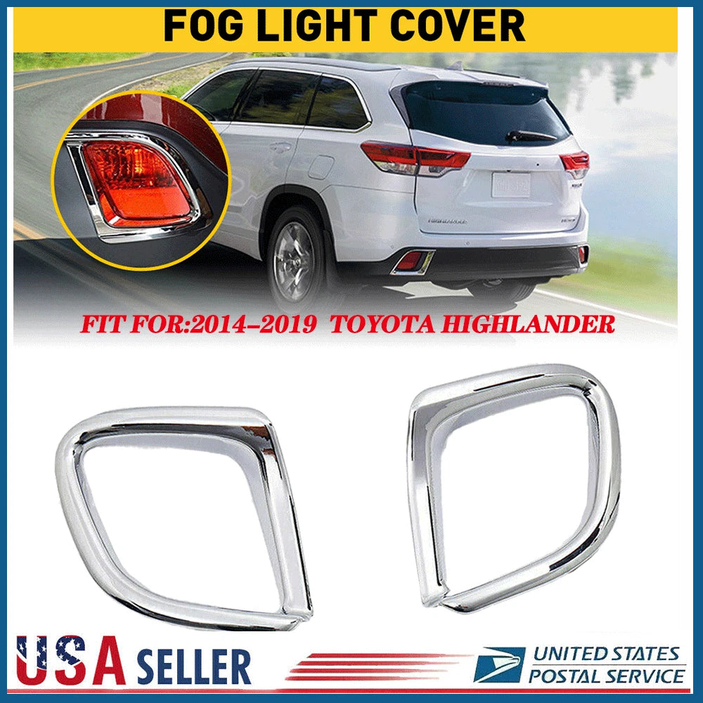 Chrome Rear Bumper Fog Light Cover Trim for Toyota Highlander (2014–2019)