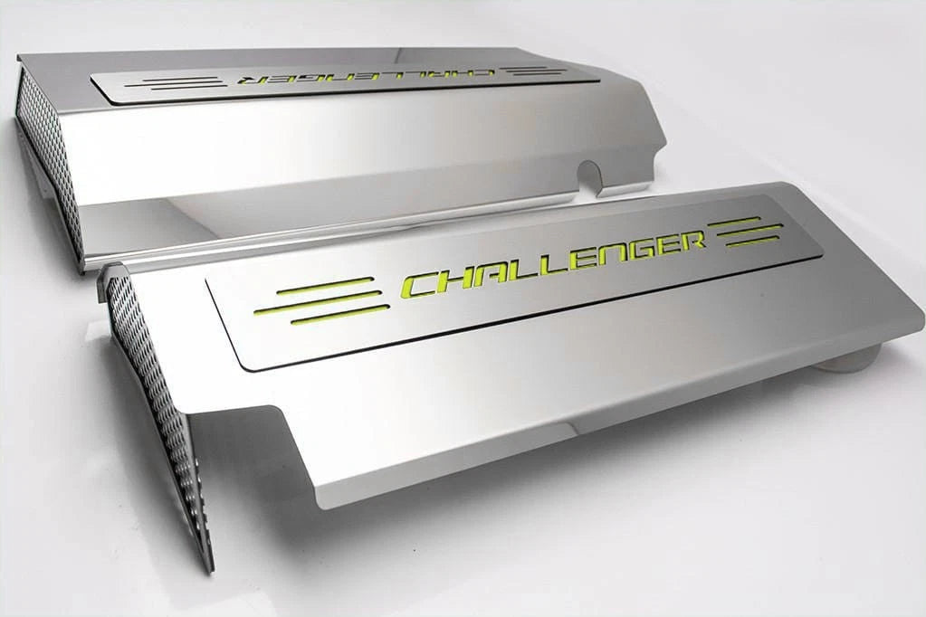 Fuel Rail Covers Sublime Green Challenger Inlay for 2008–2011 SRT8