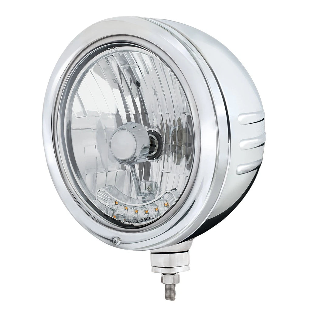 Headlight Assembly Replacement with Amber LED for Stainless Stripe Halogen Toyota