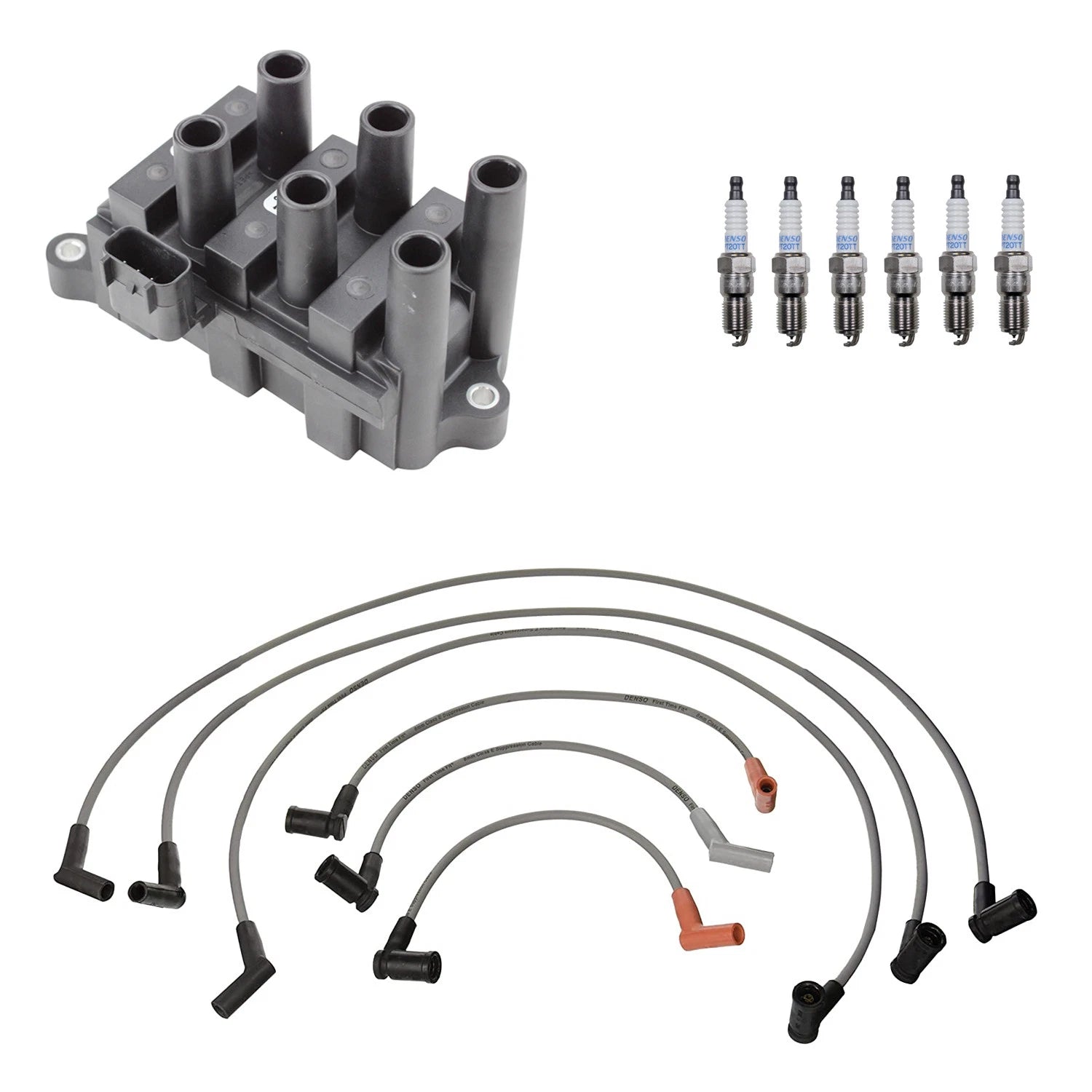 Denso Ignition Coil Wires & 6 Platinum TT Spark Plugs for Ford F-150 (1997–2003)