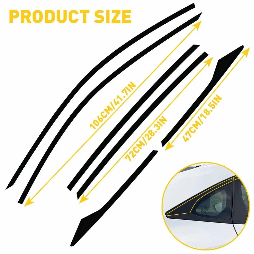 Set of 6 Black Chrome Delete Window Trim for Honda Civic (2016-2021)