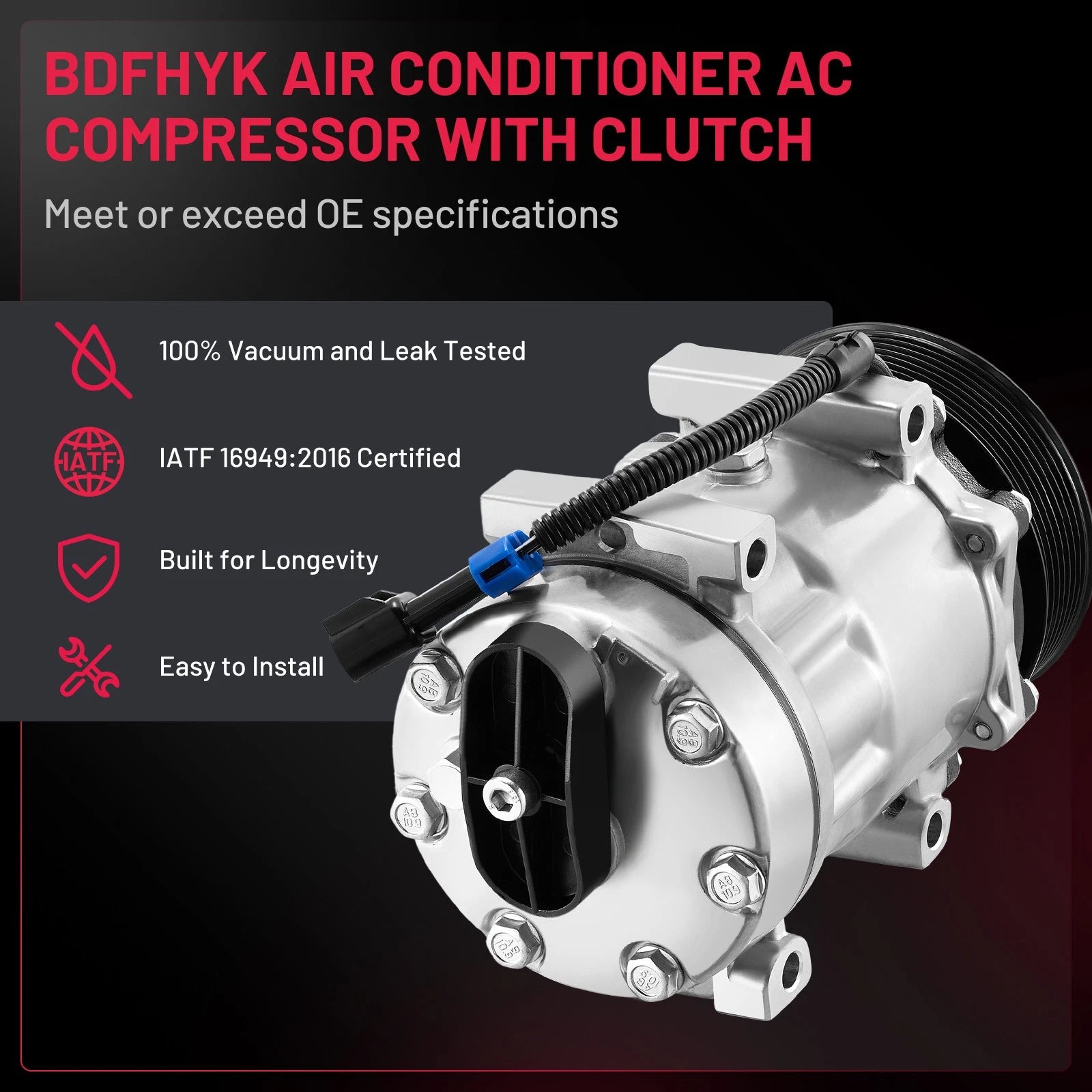 A/C Compressor for Freightliner FL70 M2 106 Sprinter 2500 3500 (1991–2018) CO 4485C