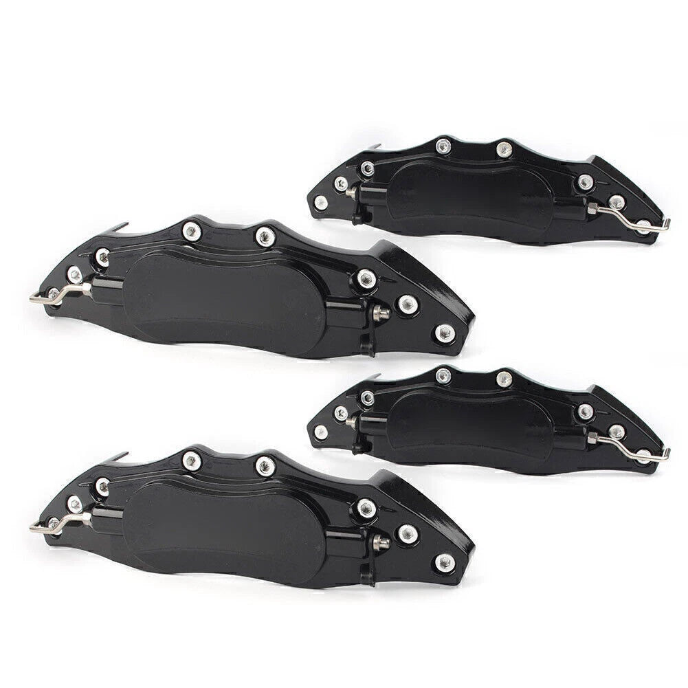 Set of 4 Brake Disc Caliper Covers for Universal Fit 10.5" Black Metal