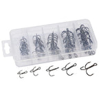 50pcs Treble Hooks for Soft Lure Fishing - Black High Carbon Steel