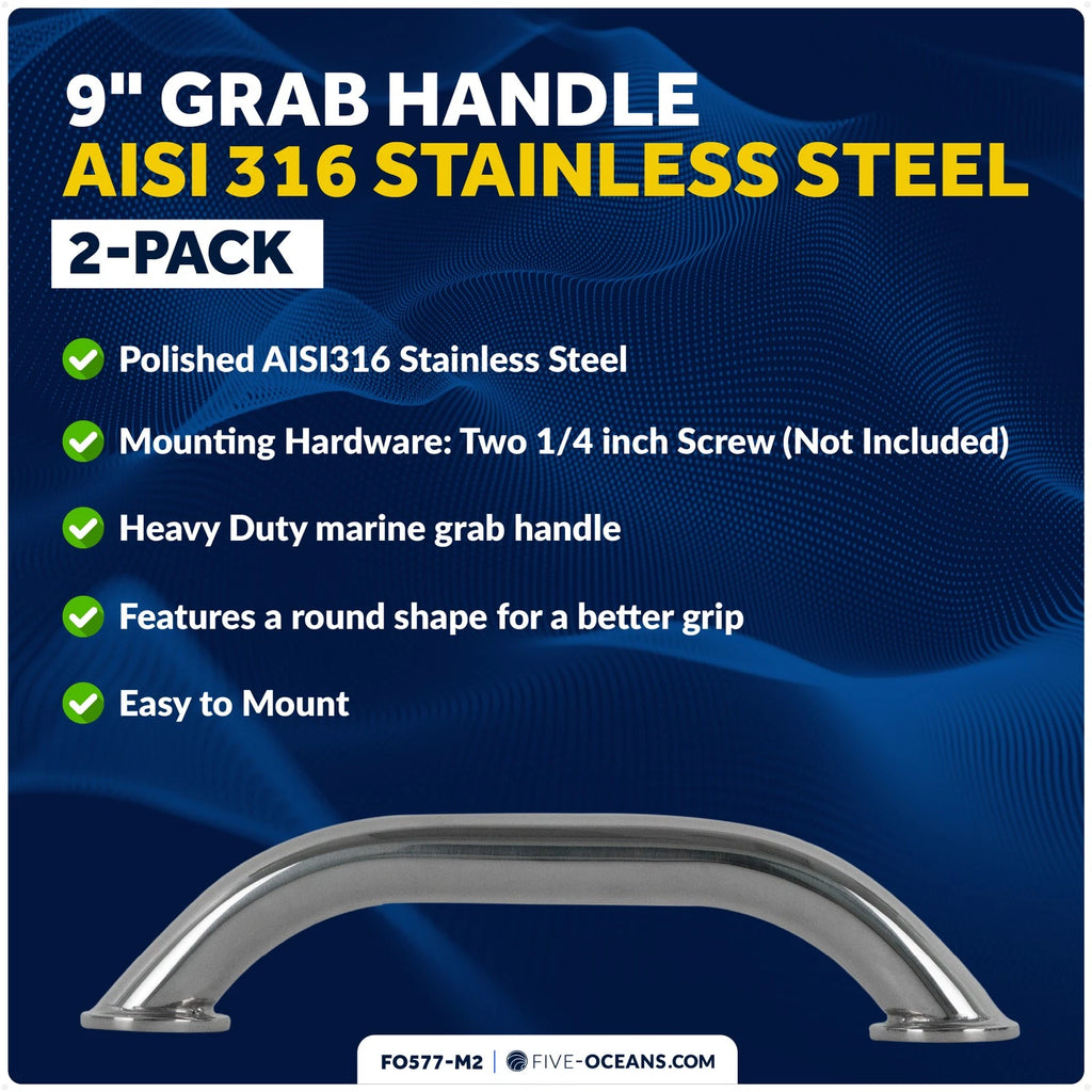 2X Grab Handle for Boat (9 Inch Stainless Steel)