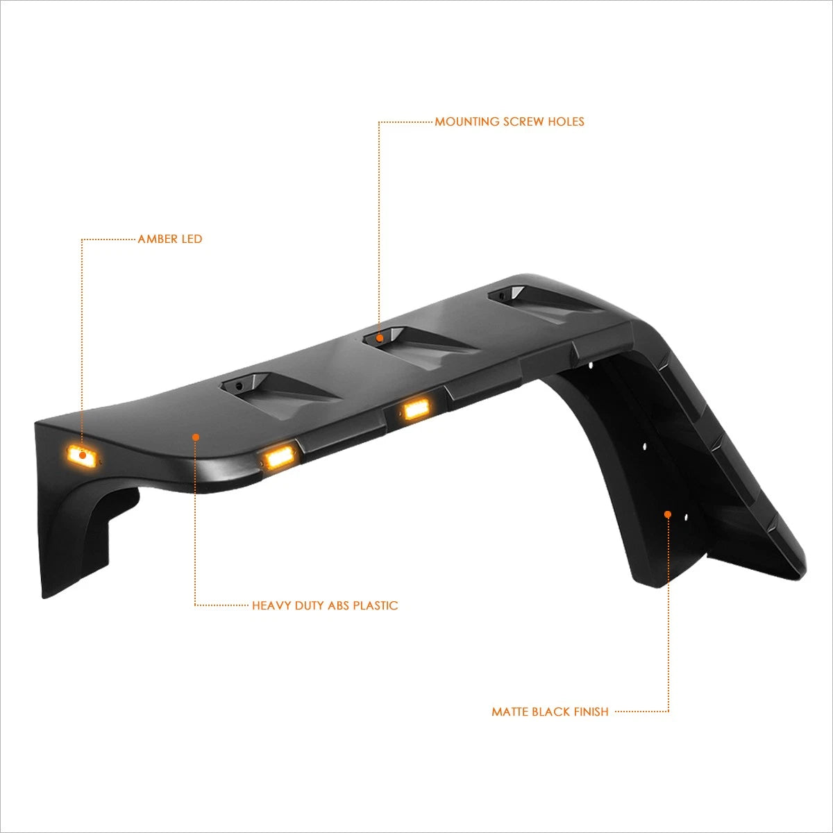 4X Pocket-Riveted Wheel Fender Flares w/ LED for Jeep Wrangler JK (2007–2018)