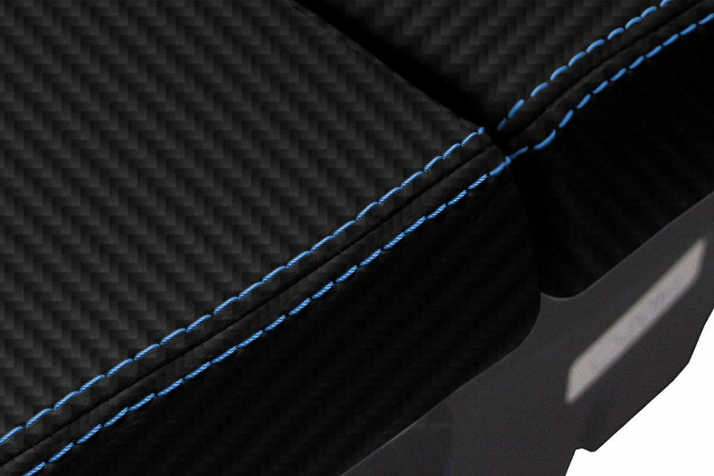 Carbon Fiber Console Lid Armrest Cover for BMW E63 E64 (2003–2010) Blue Stitch