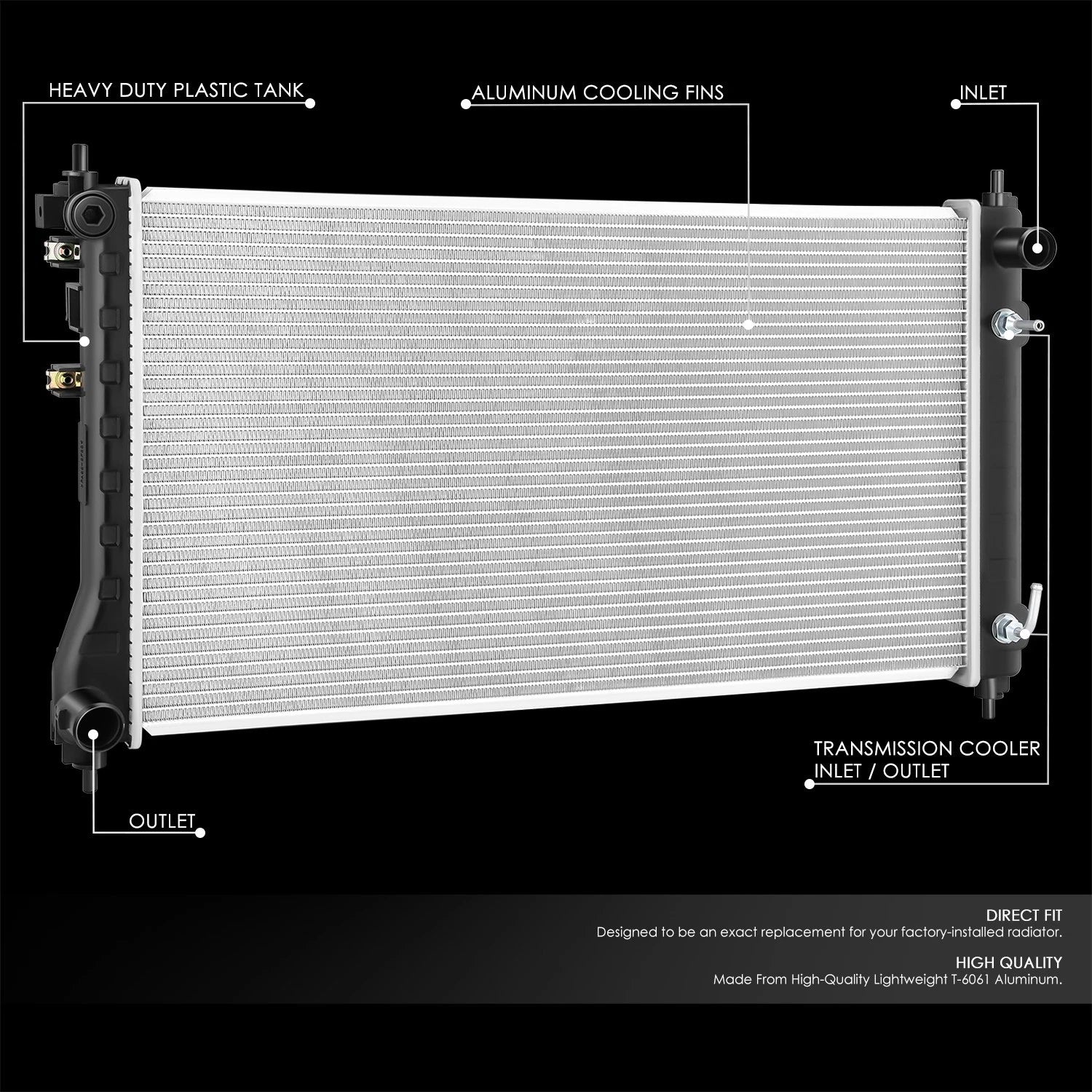 Aluminum Core 1 Row Radiator for Nissan Altima 2.5L (2019–2024) DPI 13778