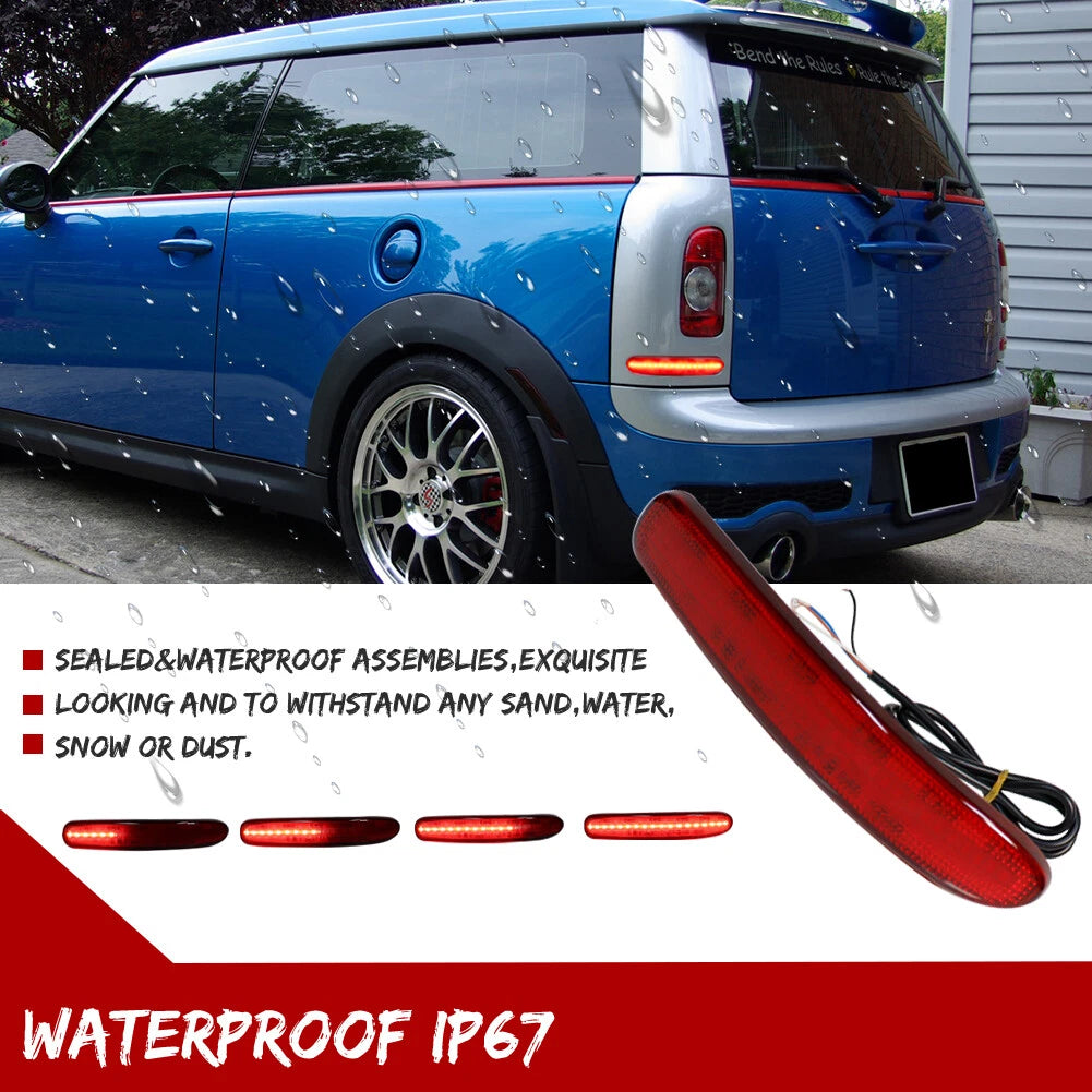 2X Red Lens LED Bumper Brake Tail Lights for Mini Cooper Clubman (2008–2014)