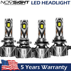 Set of 4 9005 + H11 LED Headlight Bulbs for NOVSIGHT (6500K, 60000LM)
