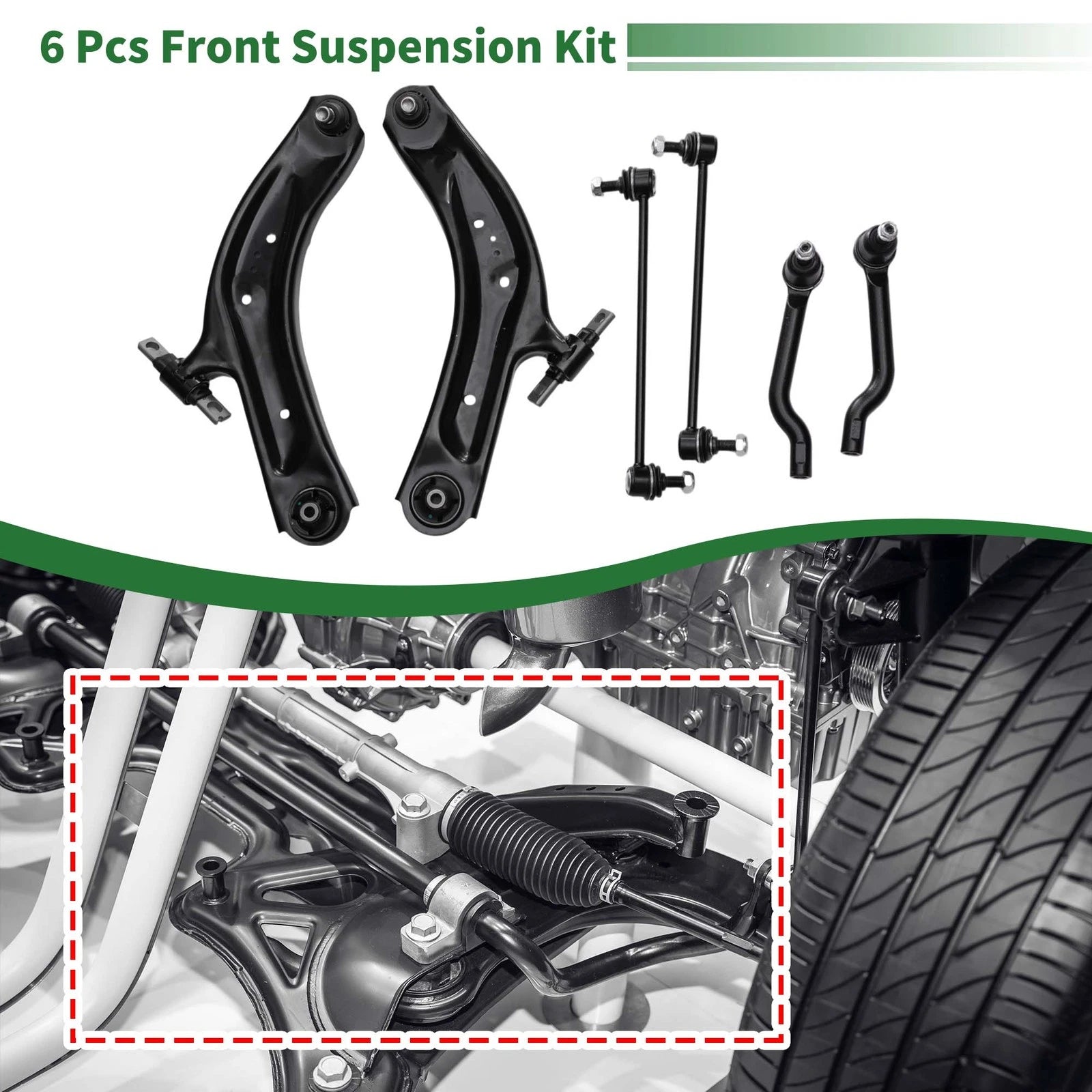 Set of 6 Front Lower Control Arms for Nissan Rogue (2014–2019) No.MS301169/MS301168