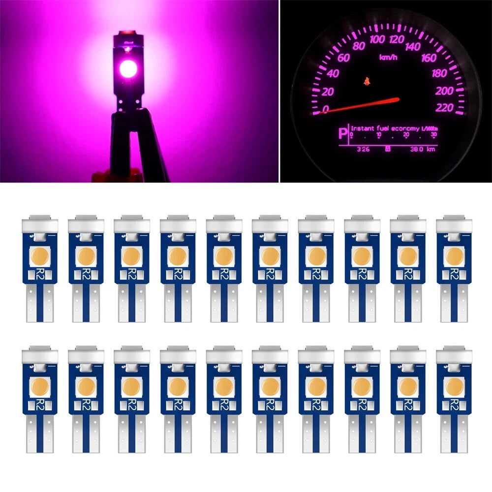20pcs T5 Pink LED Dash Light Bulbs for Speedometer Gauge Cluster