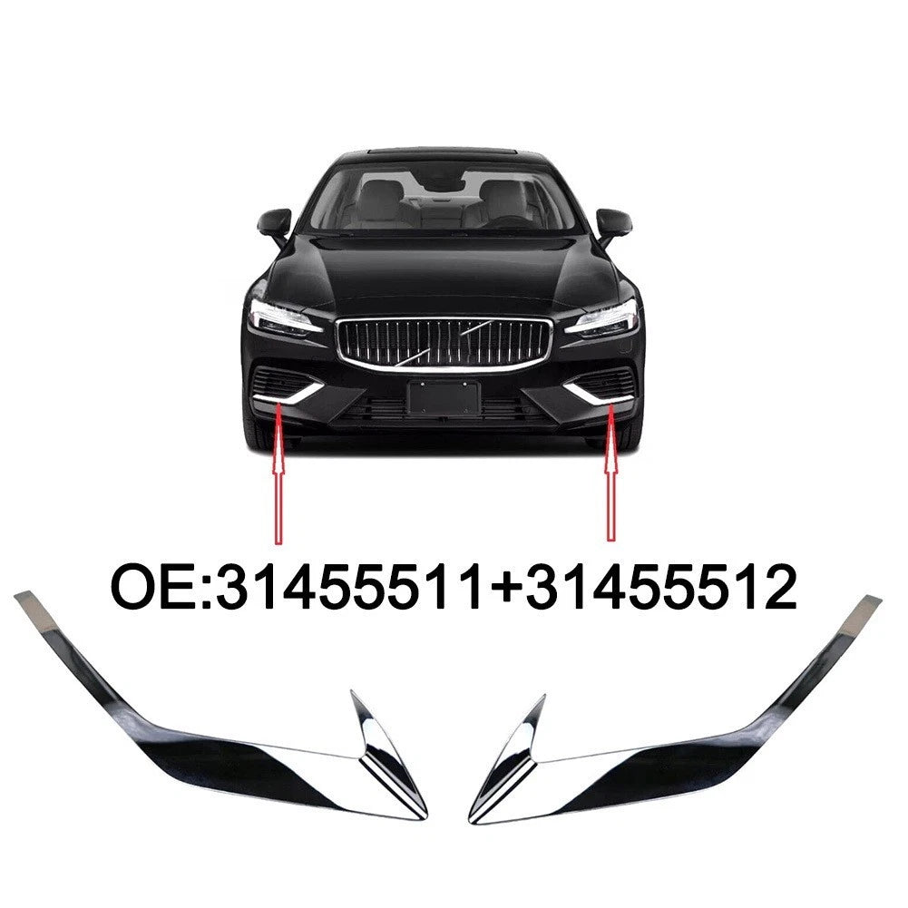 Set of 2 Front Bumper Fog Light Grille Covers for Volvo S60 (2020–2026)