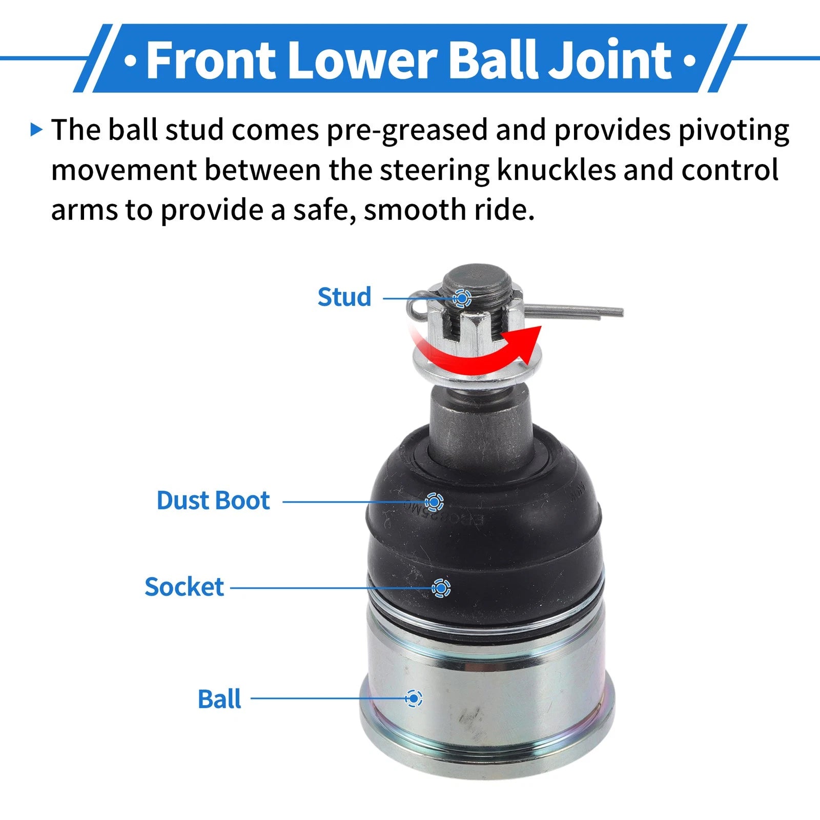 2X Front Lower Ball Joints for Honda Acura (2008–2012) No.K500288/K500289