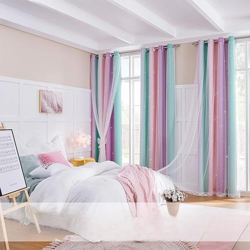 Blackout Curtains for Girls Room 52x63 Inches (Rod Pocket)