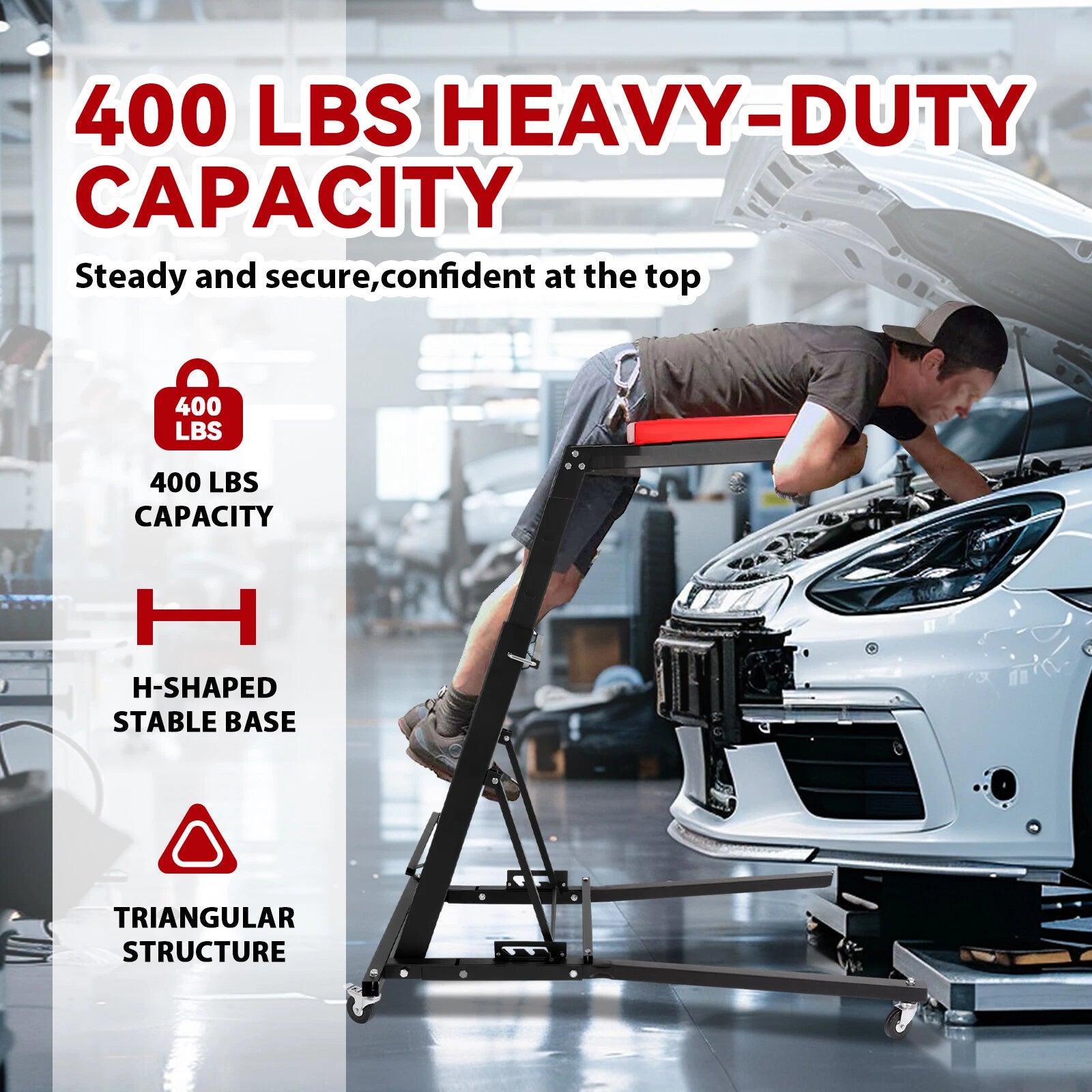 Foldable Automotive Topside Creeper for Adjustable Height (400 lbs)