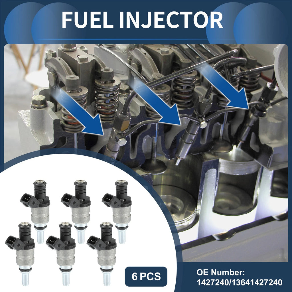 Set of 6 Fuel Injectors for BMW E60 520i (2007–2010) 525i (2003–2005)