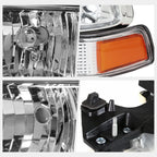 Chrome Housing Headlight & Amber Bumper Corner Lamps for Chevy S10/Blazer (1998–2004)