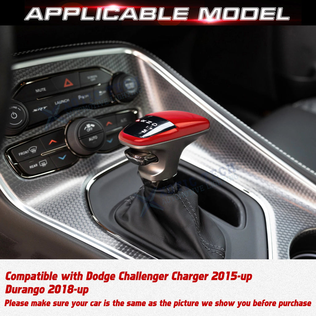 Glossy Red Gear Shift Knob Cap Cover Trim for Dodge Challenger Charger Durango (2015-2020)