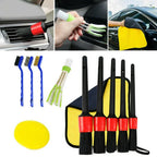 11Pk Car Detailing Brush Kit Boar Hair Auto Interior Wheel Gap Cleaning Tools