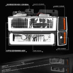 U-LED Headlight & Signal + Amber Corner Lamp for Chevy C/K 1500-3500 (1988–1993)