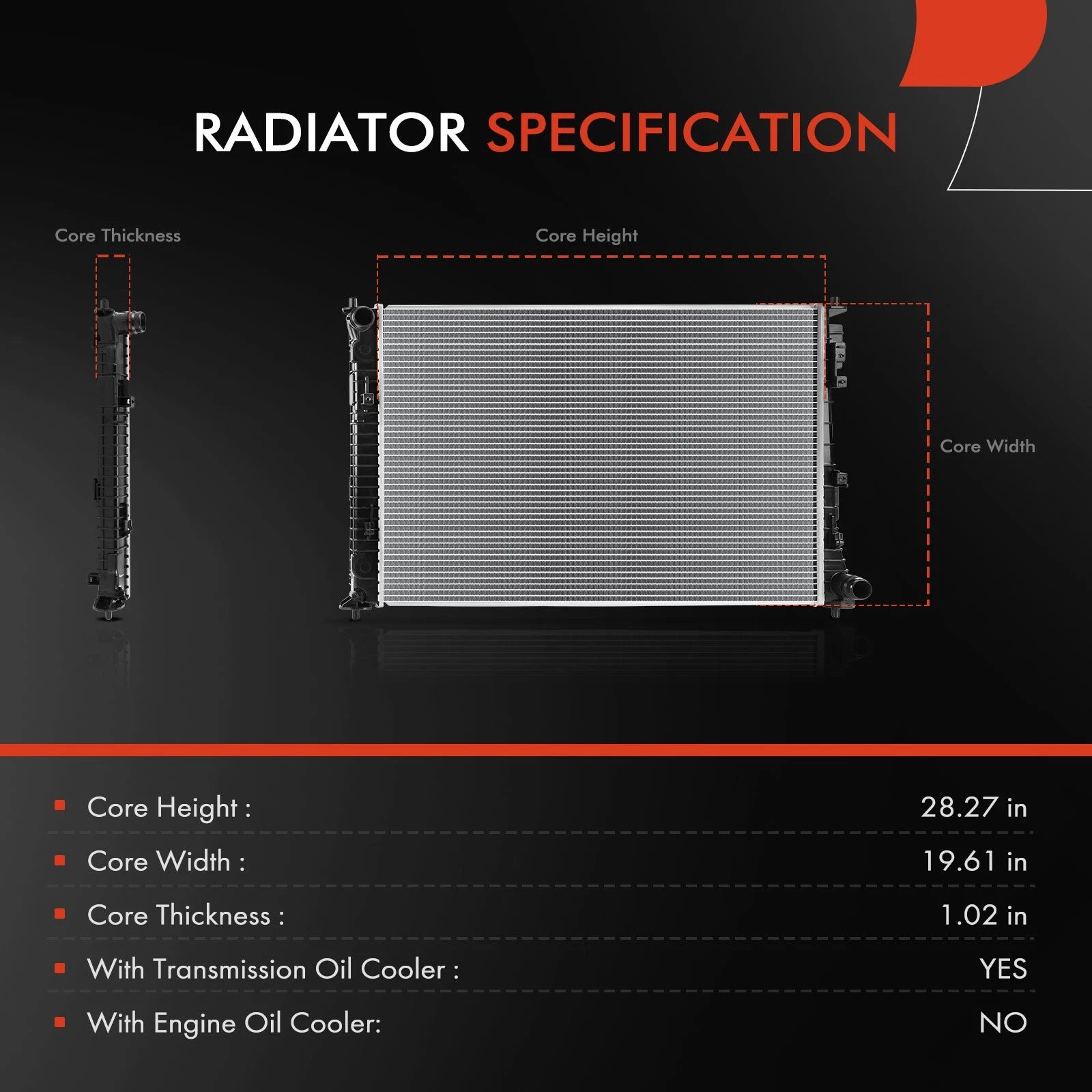 Radiator with Transmission Oil Cooler for Kia Rio Rio5 (2006–2011)