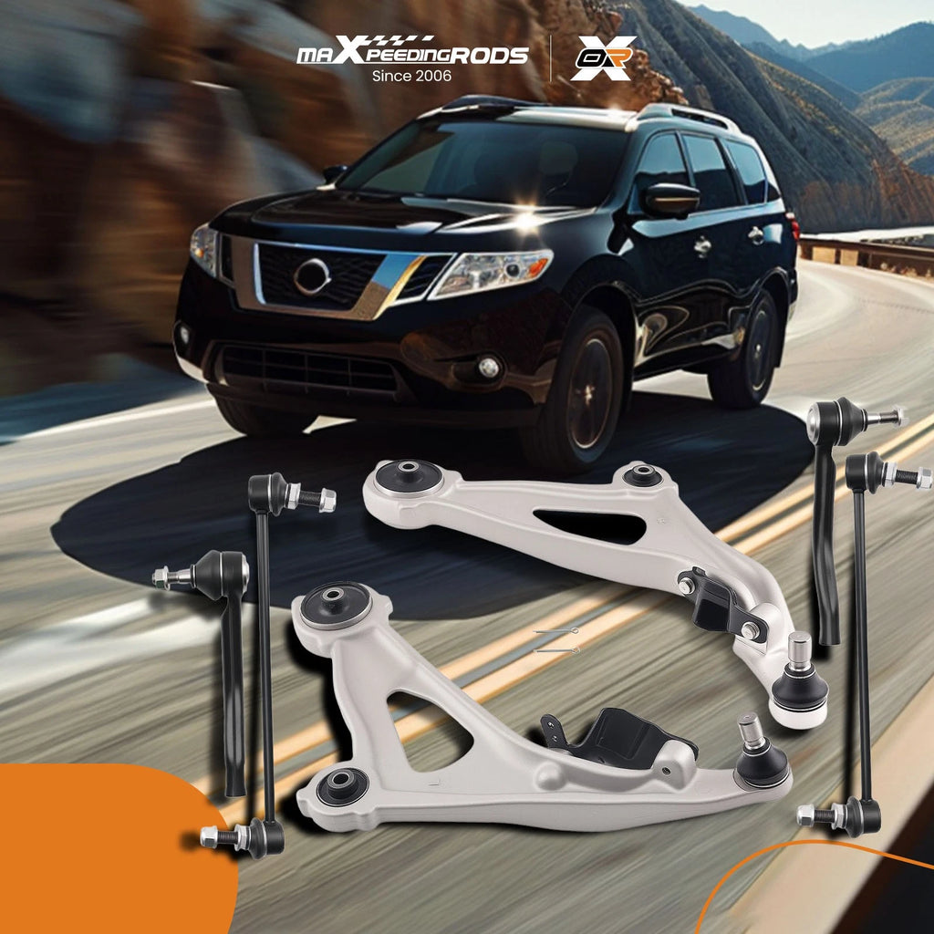 Set of 6 Front Lower Control Arms Sway Bars Tie Rods for Nissan Pathfinder (2013–2020)