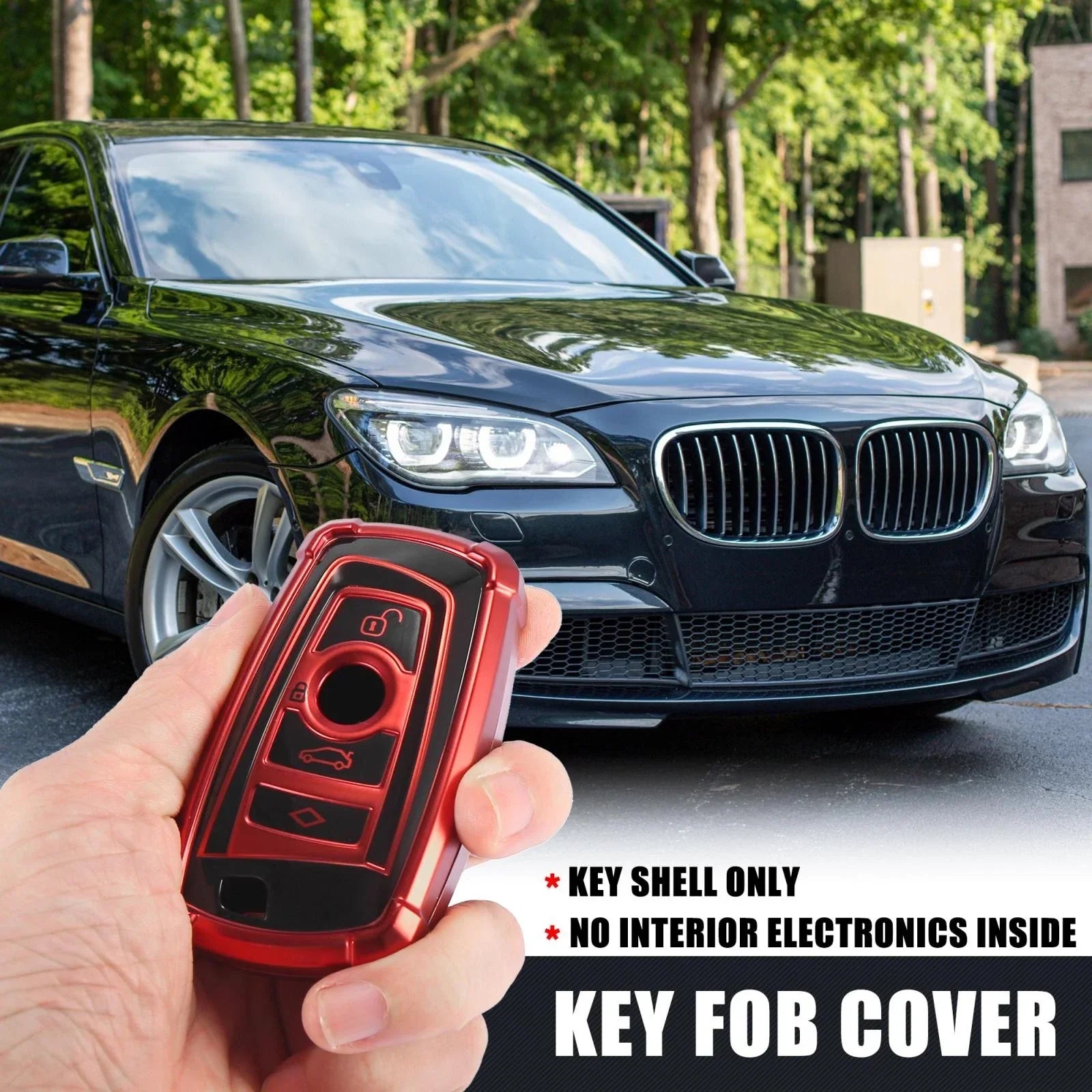 Fob Cover for BMW 1-7 Series Remote TPU Black Red