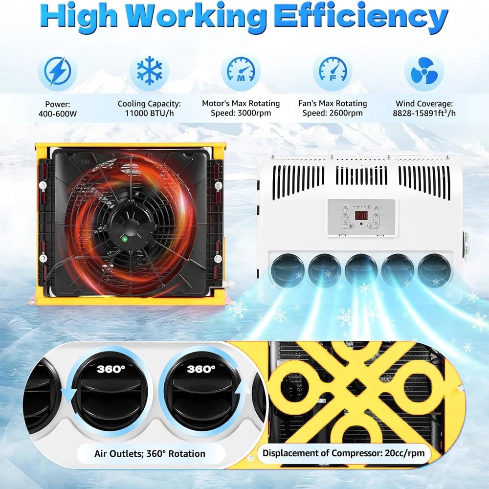 12V 11000BTU Universal Car Air Conditioner A/C Kit for Vehicle (Universal)