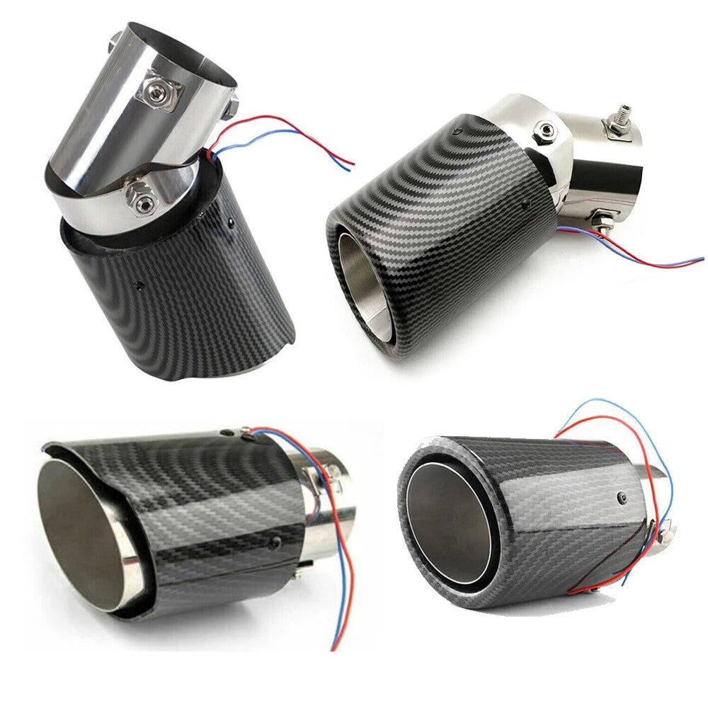 LED Luminous Muffler Tip Tail Pipe for Universal Cars (Carbon Fiber)
