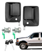 Exterior Door Handle Set with Lock Cylinders & Keys for Ford F250 F350 F450 F550 (1999–2016)