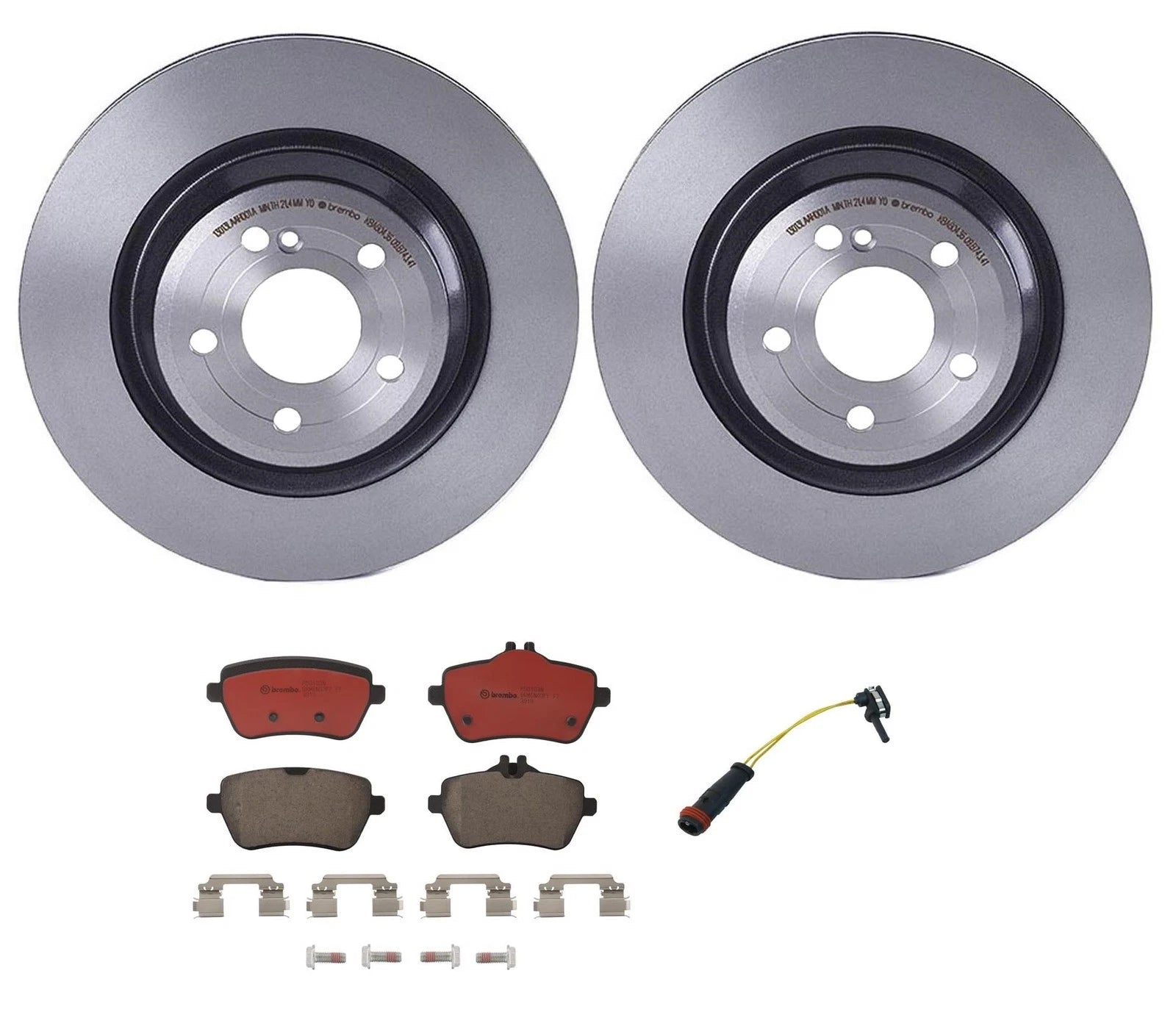 Brembo Rear Brake Kit 320mm Disc Rotors Ceramic Pads & Sensor for Mercedes R231 (2011–2019)