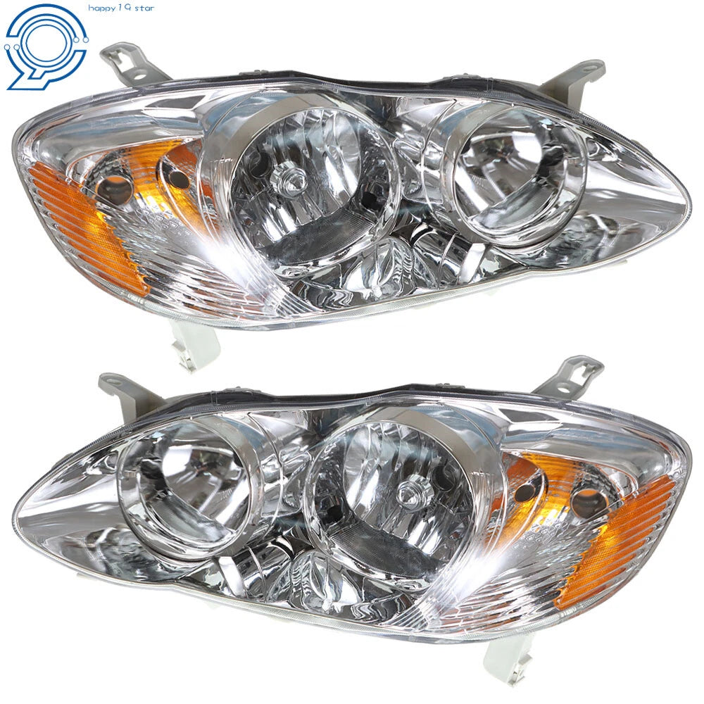 Set of 2 Chrome Headlights for Toyota Corolla (2003-2008)