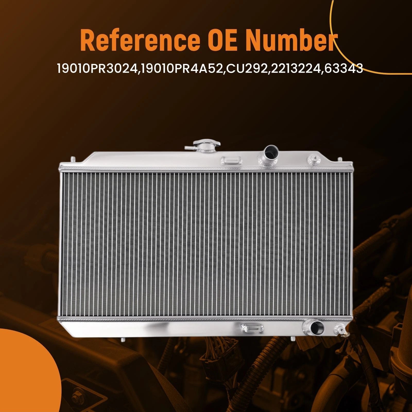 2 Row Aluminum Cooling Radiator for Acura Integra LS RS (1990–1993) 63343