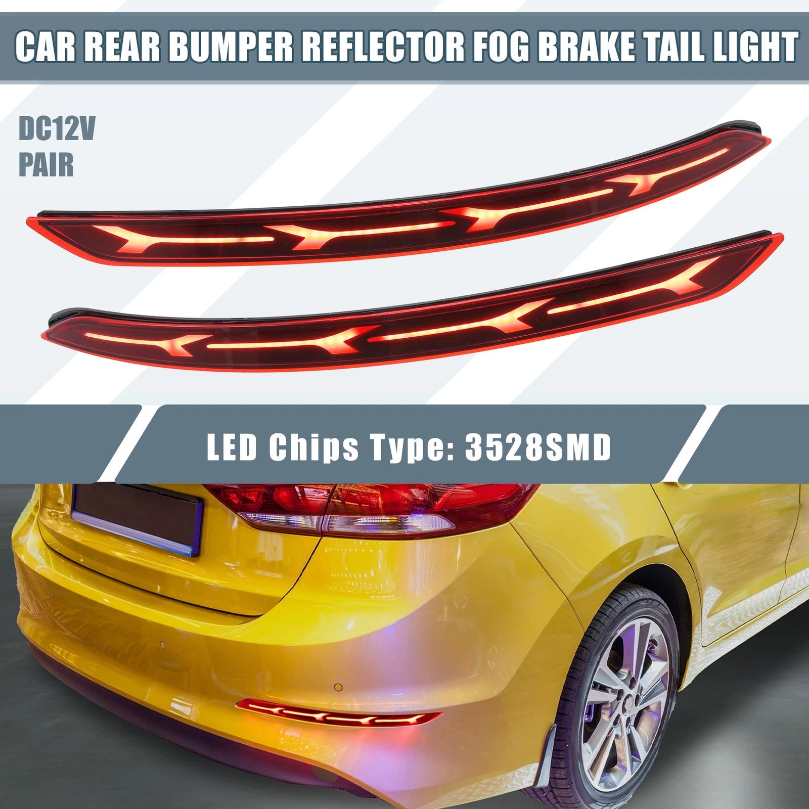 LED Rear Bumper Reflector Brake Tail Turn Signal Light for Hyundai Elantra (2017–2020)
