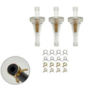 Set of 3 Inline 6mm 1/4 Inch Fuel Filters with Clamps for Motorcycle