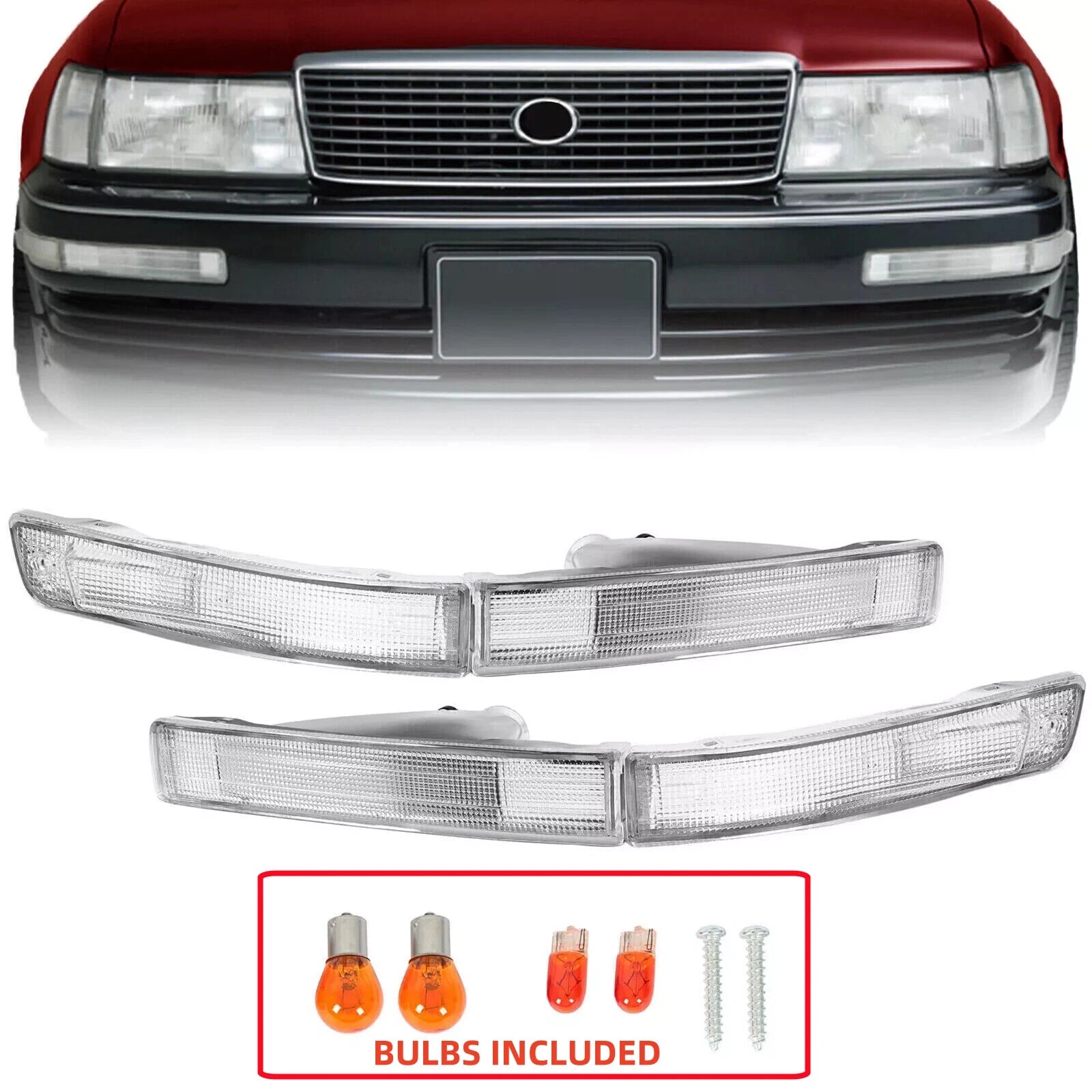 Pair Front Bumper Turn Signal Lights for Lexus LS400 (1990–1994)