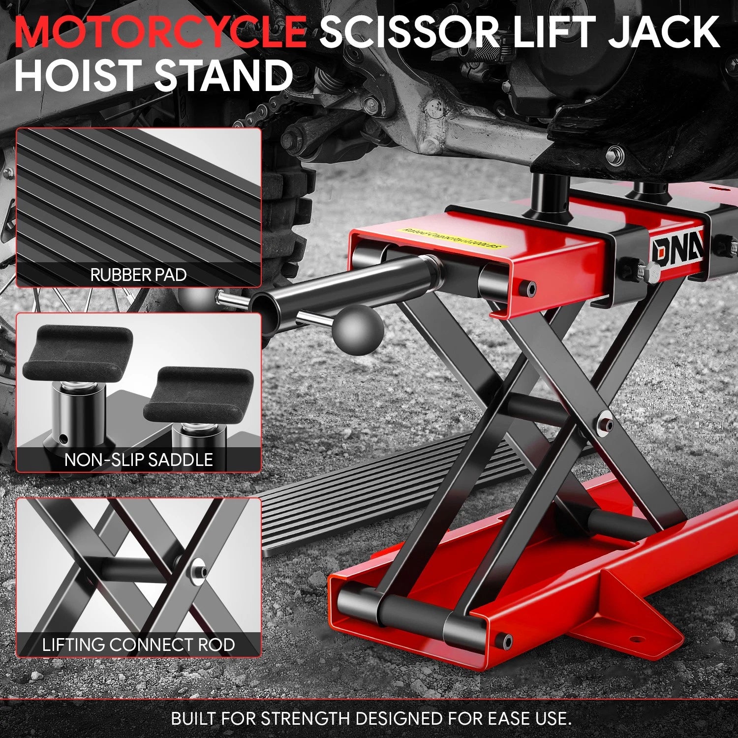 Steel Wide Deck Motorcycle Scissor Lift Jack for Bikes ATVs Cars (1100 lb)