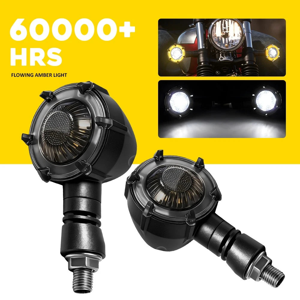2X Smoked LED Turn Signal Lights for Motorcycle (12V)