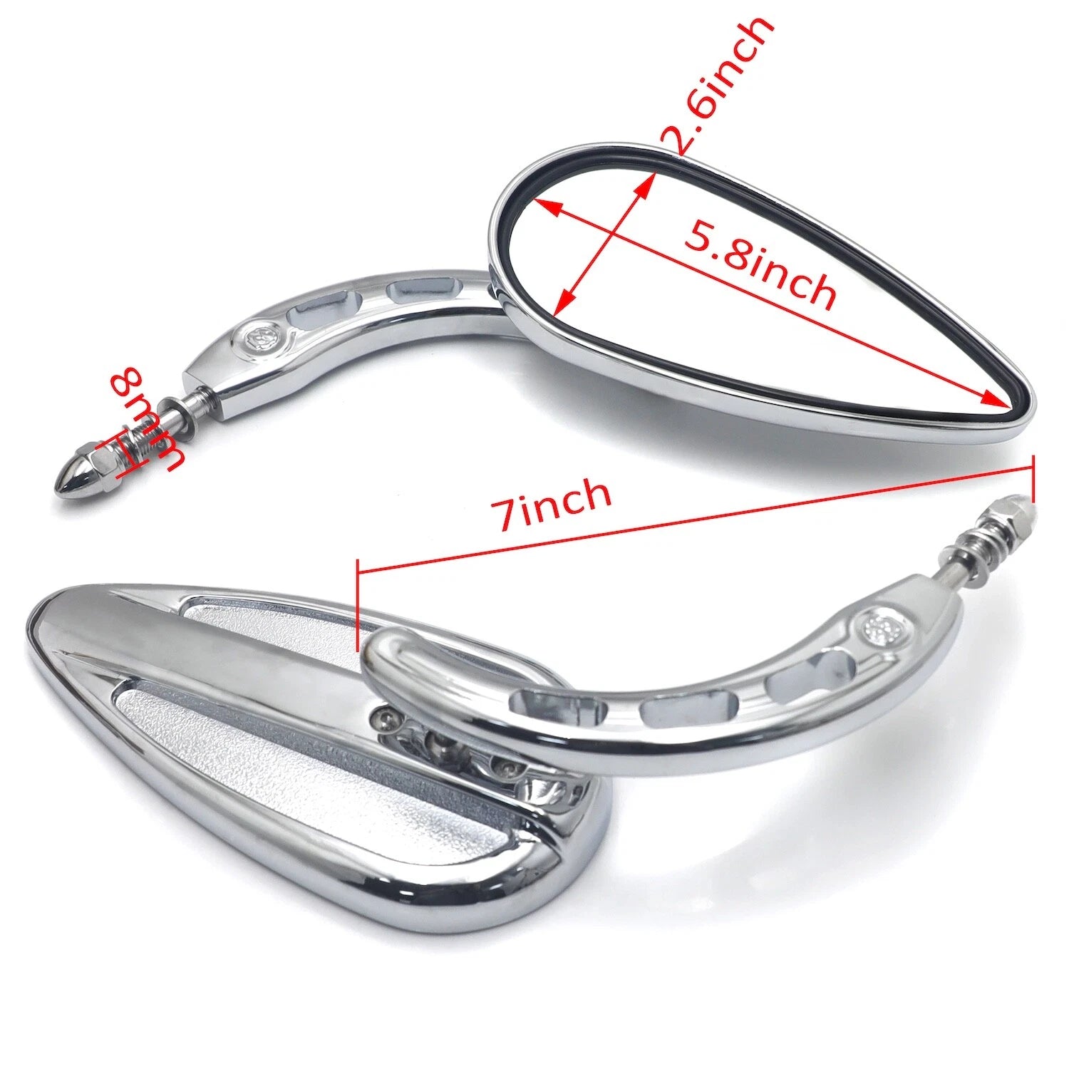 8mm Racing Mirrors for Harley Softail Glide King Sportster XL1200 883 (1982–2024)