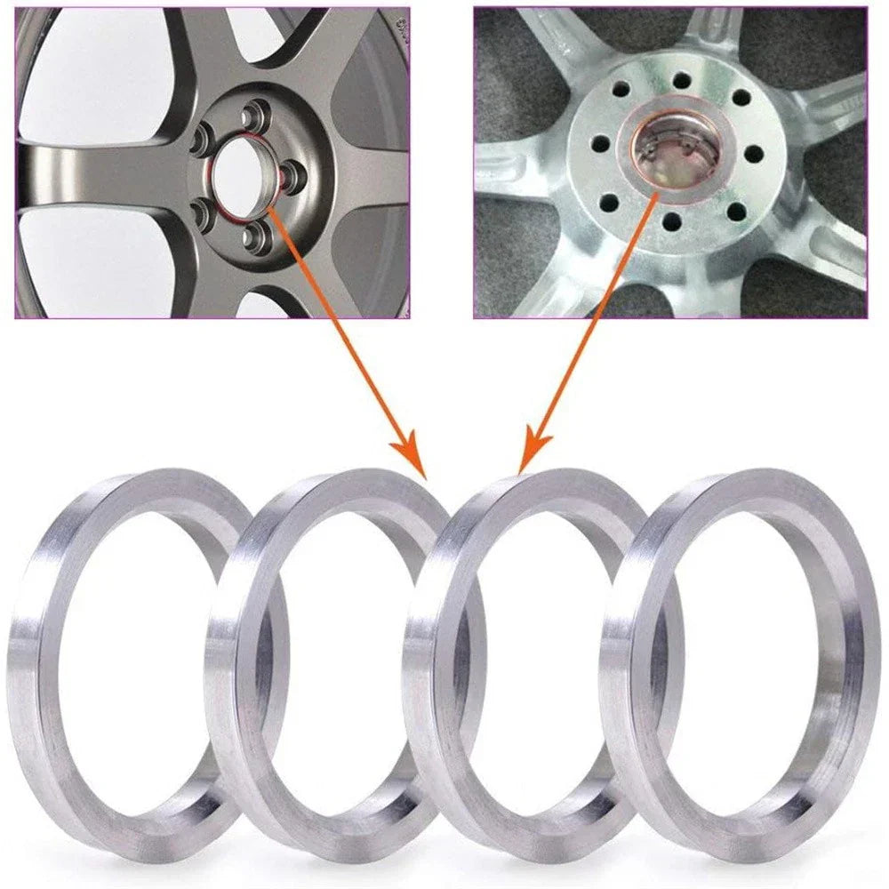 4 x 72.6mm to 56.1mm Aluminium Alloy Hub Centric Rings for Car Wheel Spacer