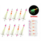 10X Luminous Glow Squid Fishing Hooks for Boat Fishing