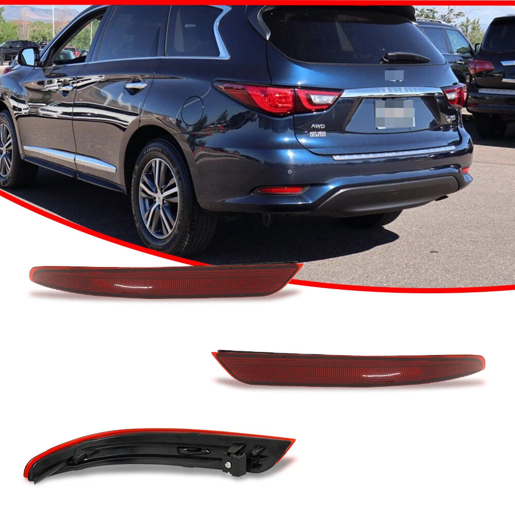 Set of 2 Red Lens Rear Bumper Reflector Lights for Infiniti QX60 (2016–2020)