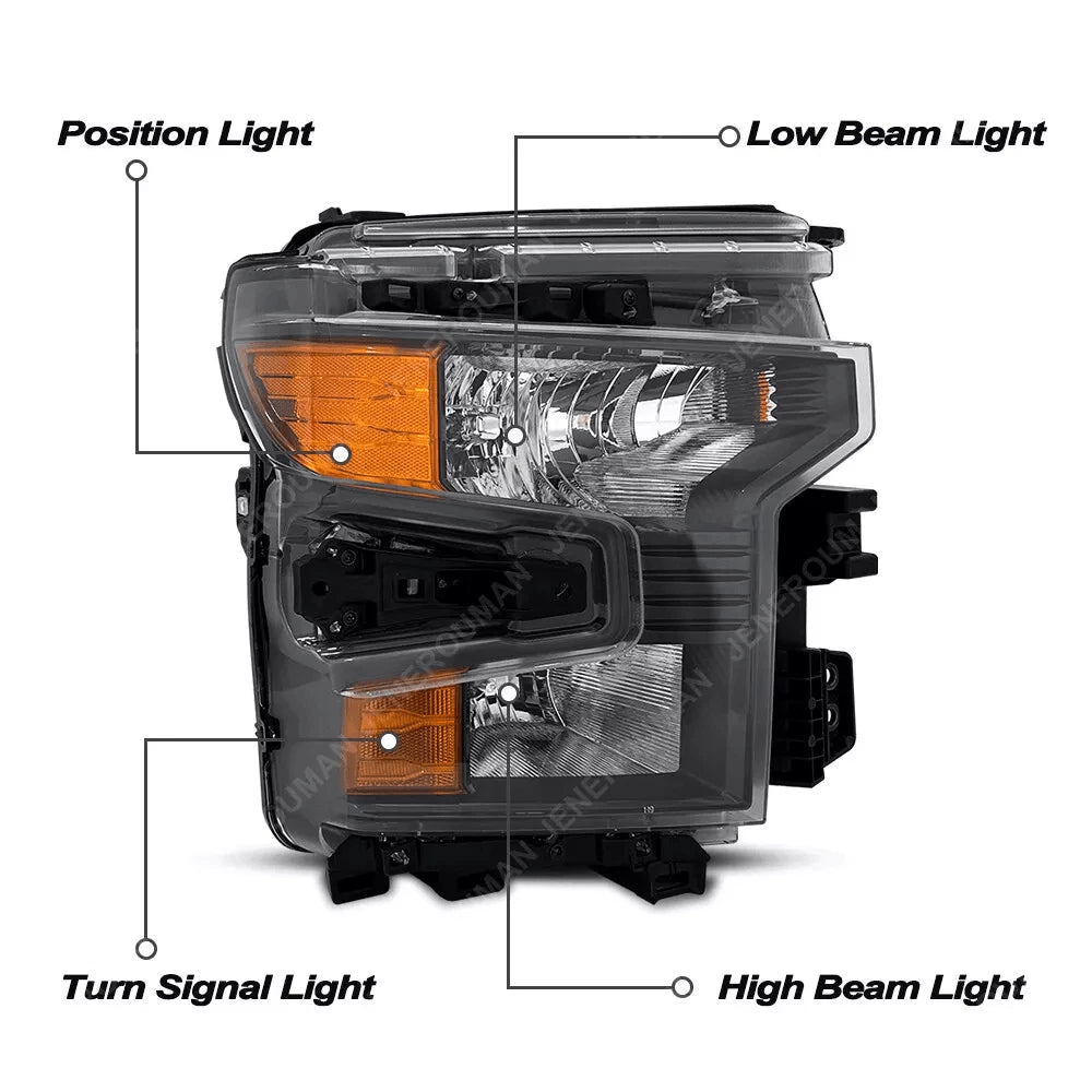 Halogen Headlight for Chevy Silverado 1500 (2022–2024) RH Black Trim