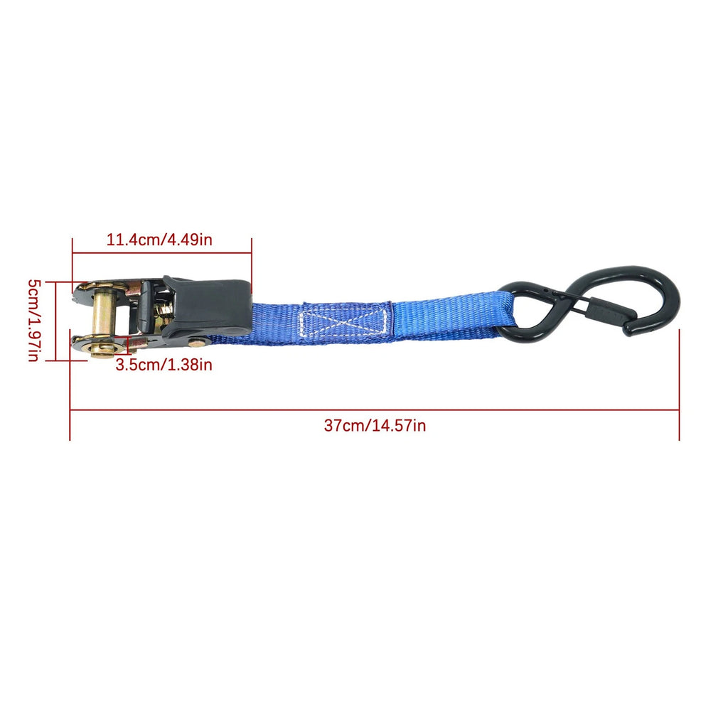 Set of 4 Ratchet Straps with 2200lbs Strength, 1in x 15ft S Hook
