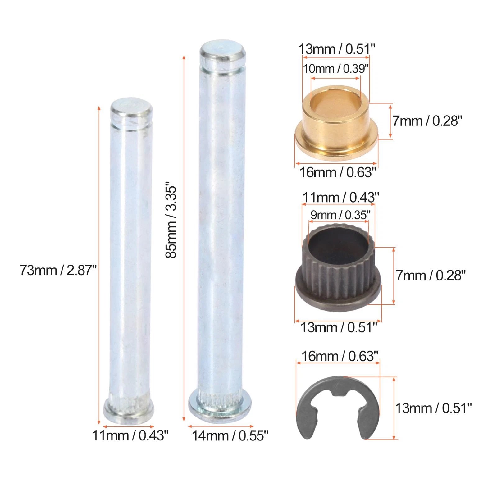 2X Door Hinge Pin and Bushing Repair Kit for Dodge Ram (1994–2001) 747709214504