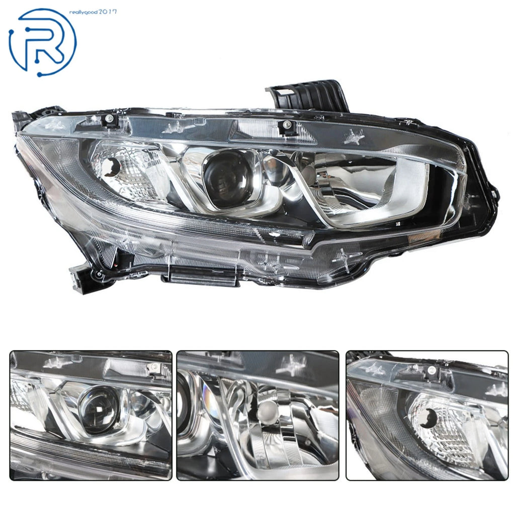 Right Chrome Halogen Headlamp Assembly for Honda Civic (2016-2018)